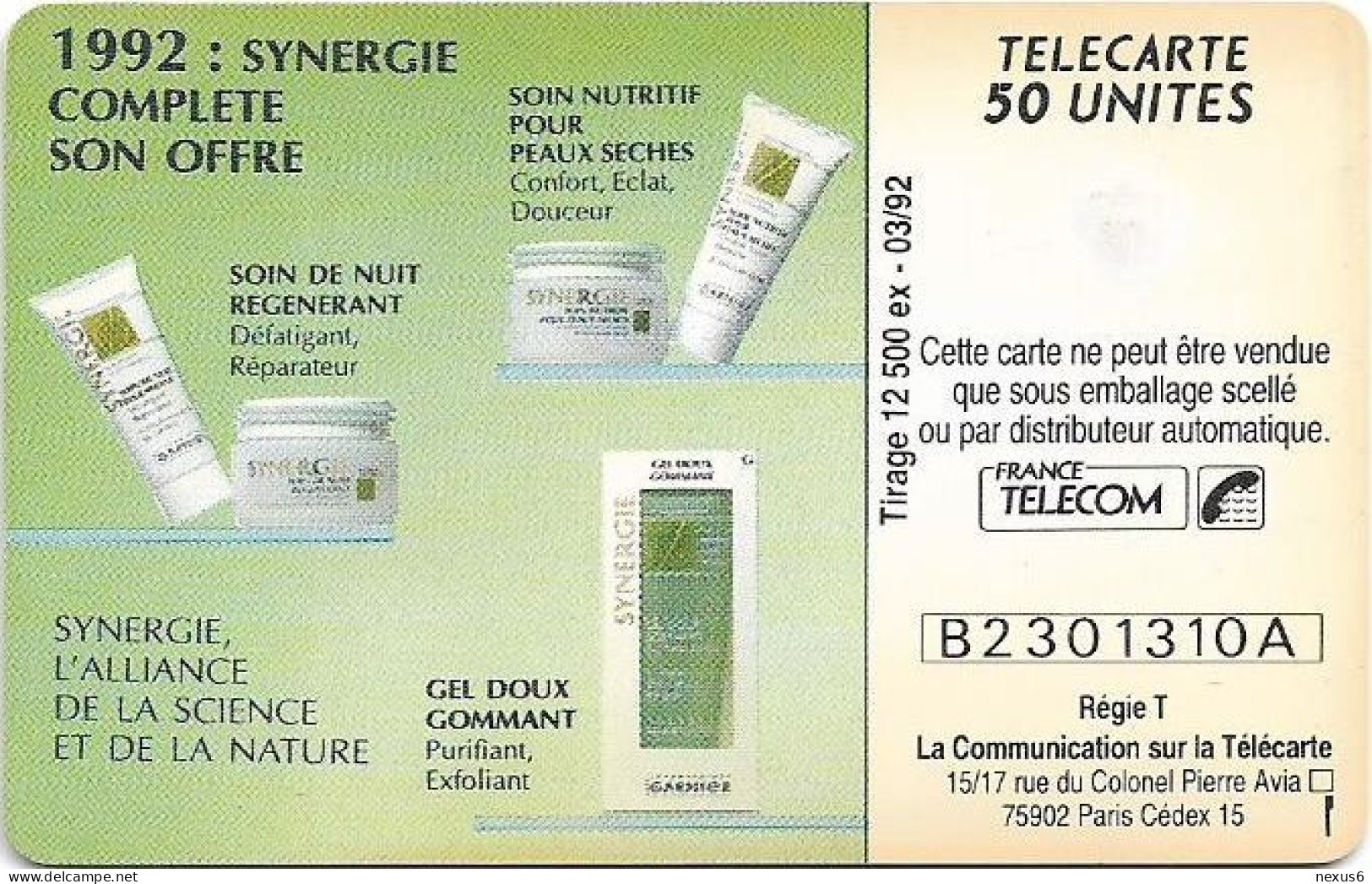 France - En0328 - Synergie, 03.1992, 50Units, 12.500ex, Used - 50 Einheiten