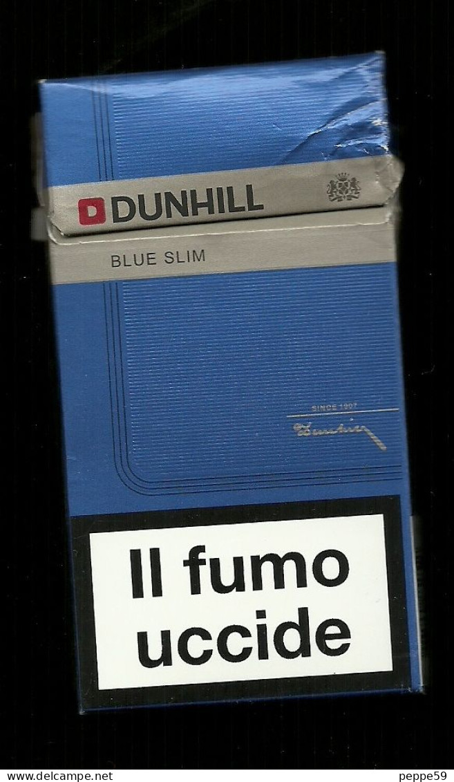 Tabacco Pacchetto Di Sigarette Italia - Dunhill Blu Slim 02 Da 20 Pezzi ( Vuoto ) - Etuis à Cigarettes Vides