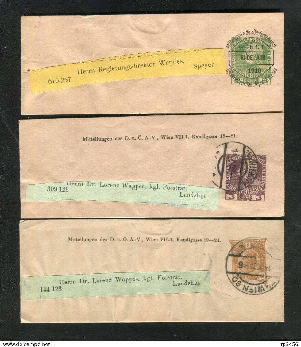 "OESTERREICH" 1908 Ff., 3 Streifbaender Nach Deutschland (A371) - Newspaper Bands