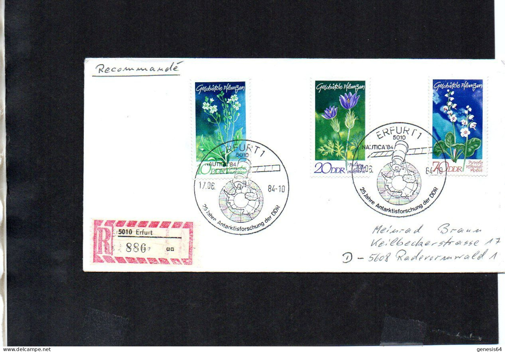 DDR Cover 1984. Polar Philately - Research Programs - Antarktisforschung Satellit - (1ATK121) - Forschungsprogramme