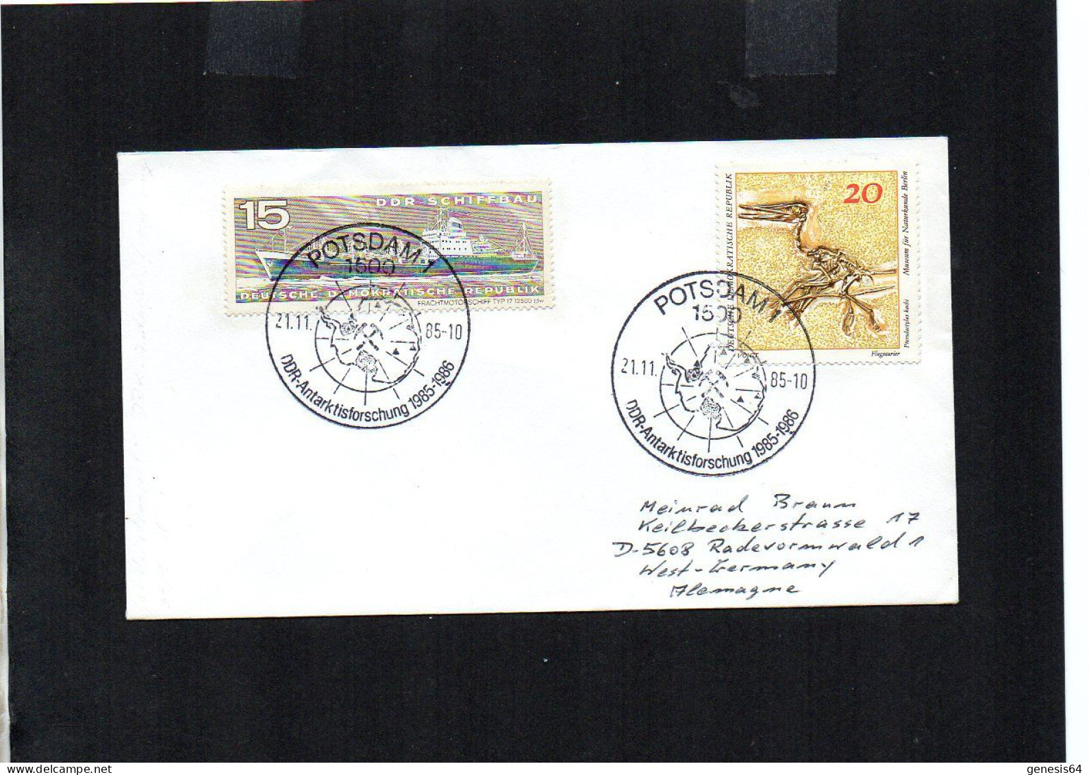 DDR Cover 1985. Polar Philately - Research Programs - Antarktisforschung - (1ATK122) - Programas De Investigación