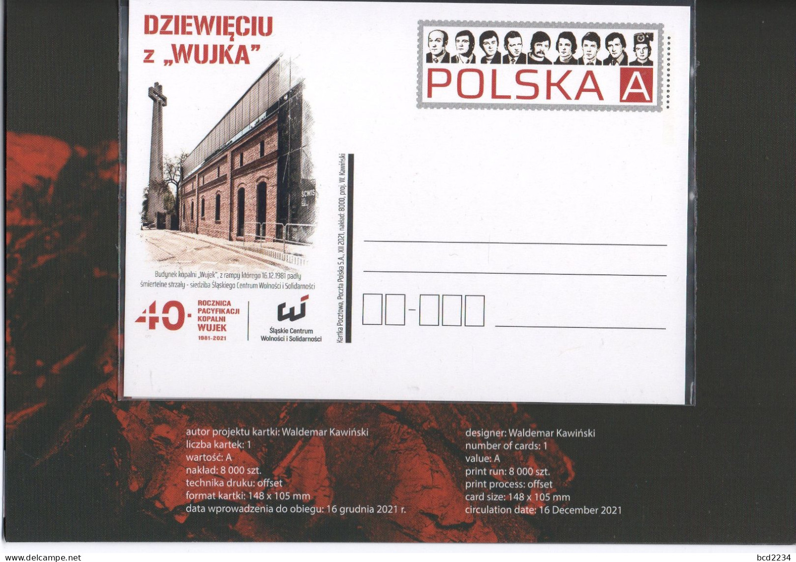 POLAND 2021 POST OFFICE LIMITED EDITION FOLDER: THE 9 MINERS FROM WUJEK COAL MINE KILLED IN 1981 SOLIDARITY SOLIDARNOSC - Solidarnosc Labels