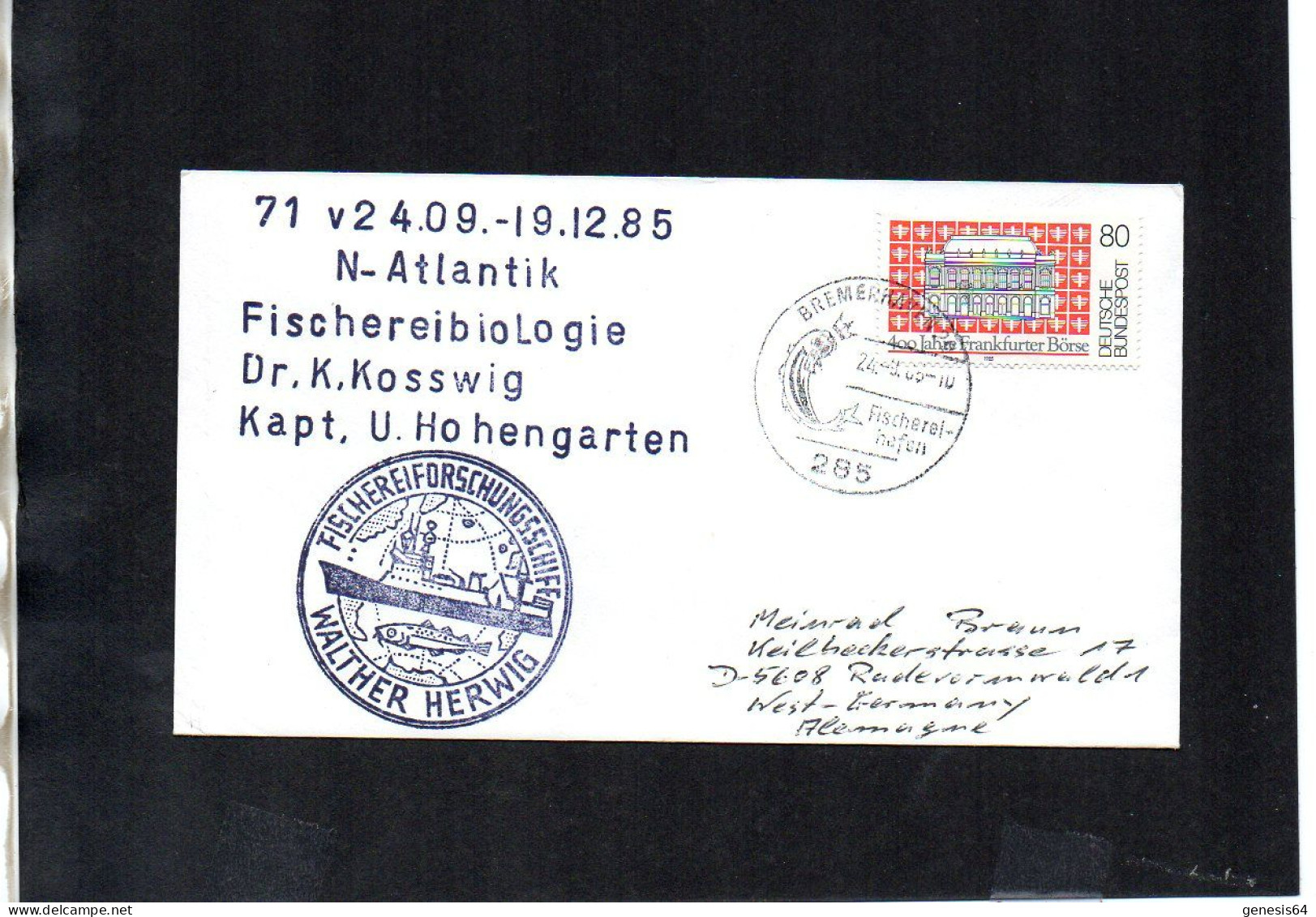 Germany Cover 1985. Polar Philately - Arctic Expeditions - Walter Herwig - (1ATK125) - Arctische Expedities