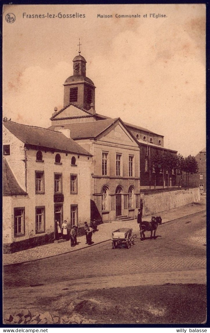 +++ CPA - FRASNES LEZ GOSSELIES - Maison Communale Et Eglise - Carte Animée  // - Les Bons Villers