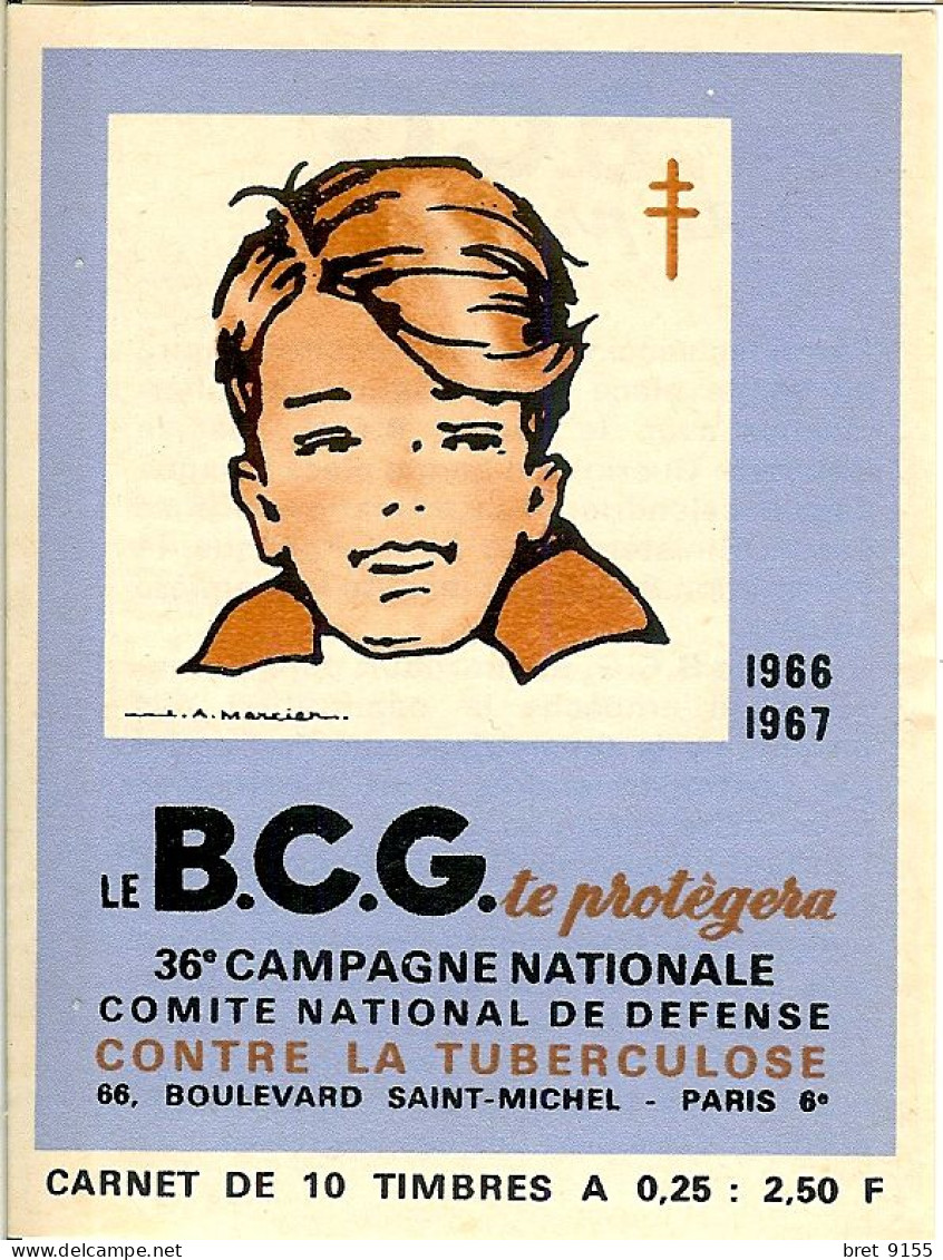 CARNET DE 10 TIMBRES 36 ème CAMPAGNE NATIONALE COMITE NATIONAL DE DEFENSE CONTRE LA TUBERCULOSE 1966 /1967 - Autres & Non Classés