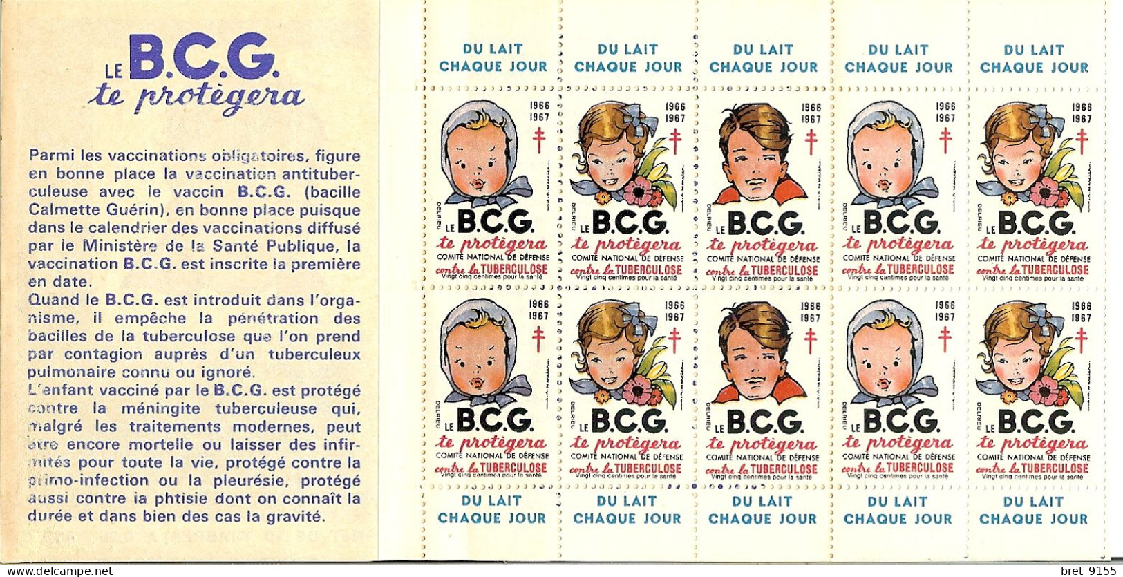 CARNET DE 10 TIMBRES 36 ème CAMPAGNE NATIONALE COMITE NATIONAL DE DEFENSE CONTRE LA TUBERCULOSE 1966 /1967 - Andere & Zonder Classificatie