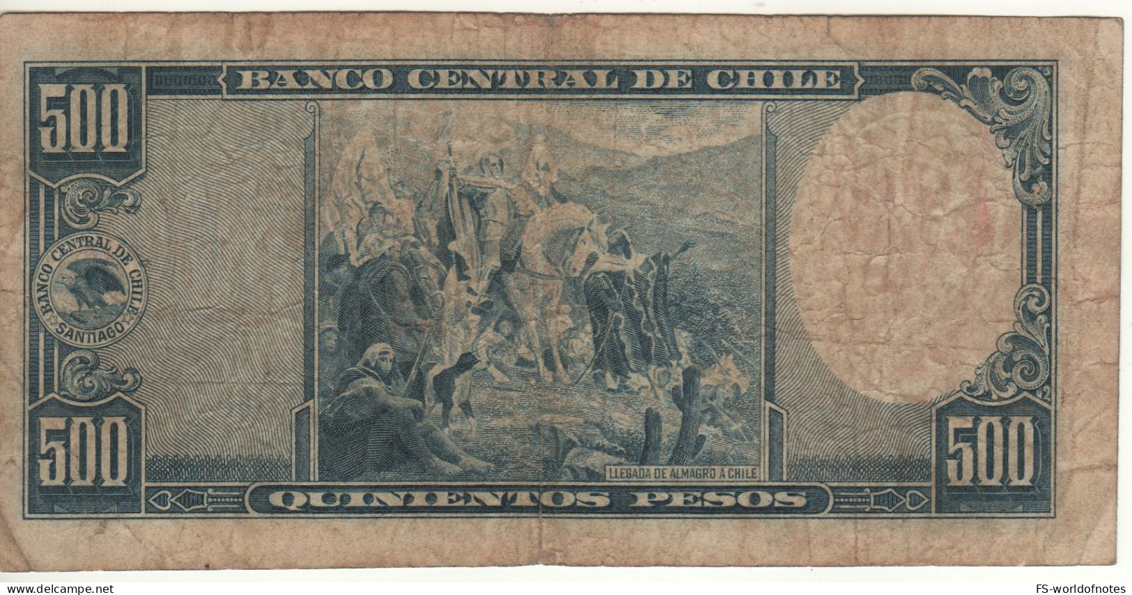 CHILE   500  Pesos - 50 Condores  ,   P115   ( ND 1947-59 )  Álvarez Jorge Montt On Front+ ) - Chili