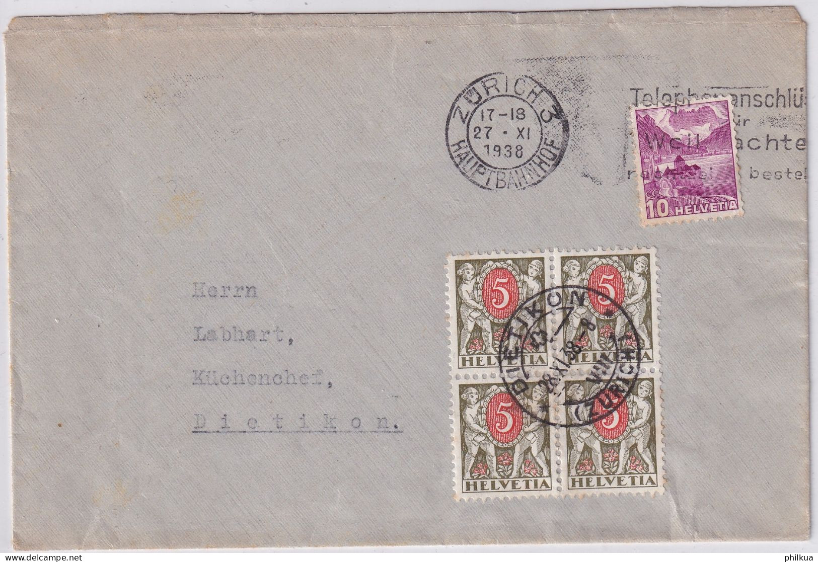 Suisse Zumst. NP42 / Mi. NP42 Auf Mehrfachfrankatur Brief Von ZÜRICH Nach DIETIKON - Postage Due