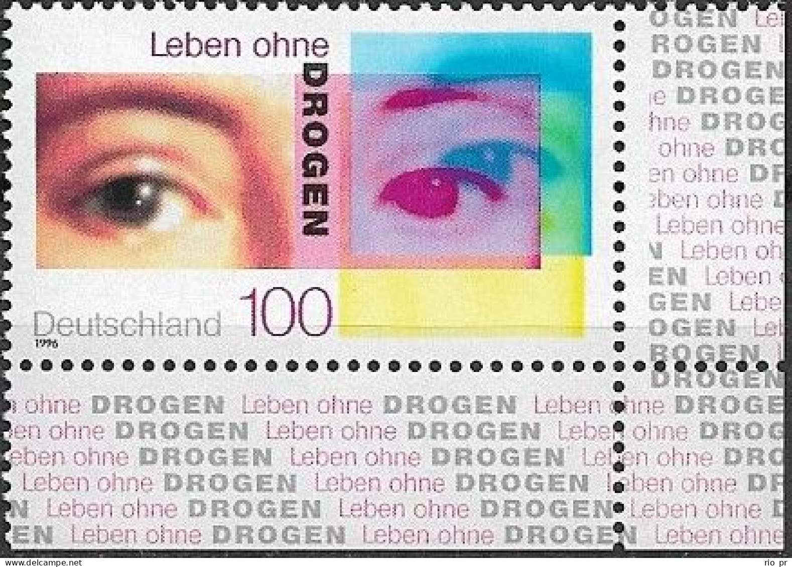 GERMANY (BRD) - CAMPAIGN AGAINST DRUG ABUSE (BOTTON RIGHT CORNER) 1996 - MNH - Drogen