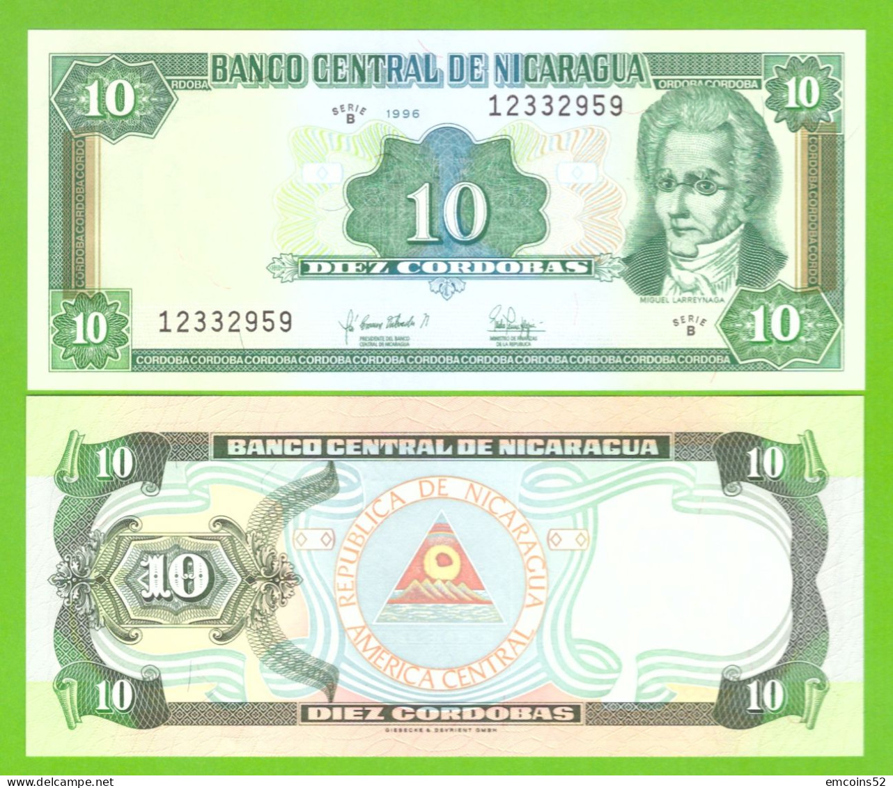 NICARAGUA 10 CORDOBAS 1996 P-181  UNC - Nicaragua