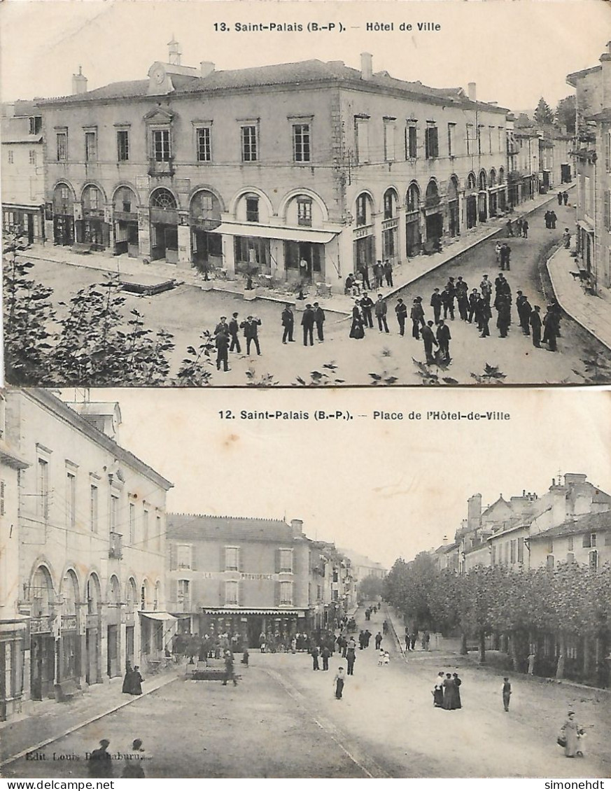 SAINT PALAIS - Place De L'Hotel De Ville - Lot De 2 CPA - Saint Palais