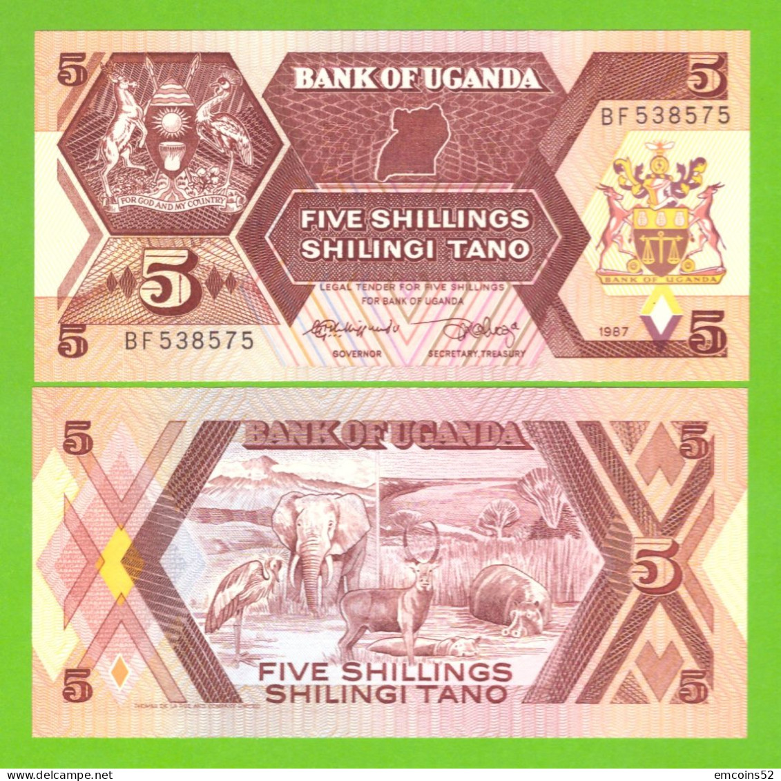 UGANDA 5 SHILINGI 1987 P-27 UNC - Ouganda