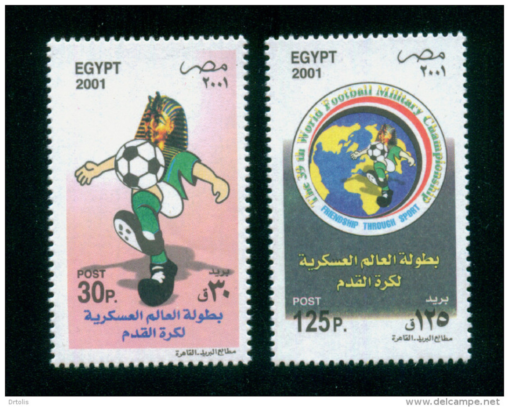 EGYPT / 2001 / SPORT / FOOTBALL / WORLD MILITARY FOOTBALL CHAMPIONSHIP / TUT ANKH AMUN / MAP / FLAG / MNH / VF - Nuovi