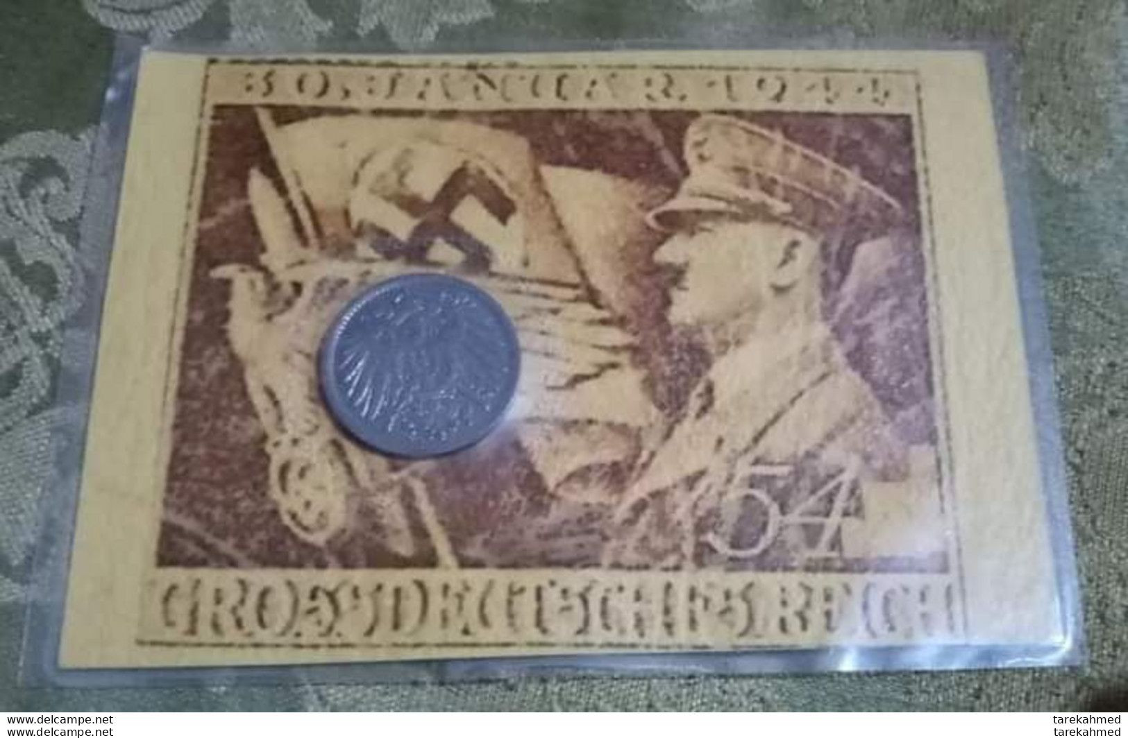 Rare Nazi 43 Birth Anniv. Numismatic Card With A Coin Of Germany Empire. - Non Classés