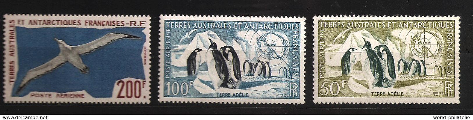 TAAF Terres Australes 1956 N° PA 2 / 4 ** Animaux, Manchots Empereurs, Terre Adélie, Grand Albatros, Poussin, Pôle Sud - Neufs