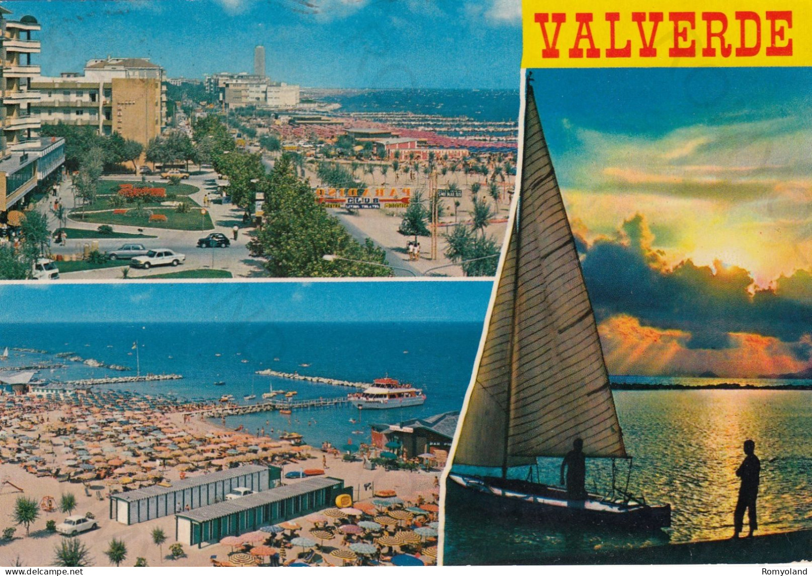 CARTOLINA  VALVERDE,CESENA,EMILIA ROMAGNA-VACANZA,MARE,SOLE,ESTATE,SPIAGGIA,BARCHE A VELA,BELLA ITALIA,VIAGGIATA 1982 - Cesena