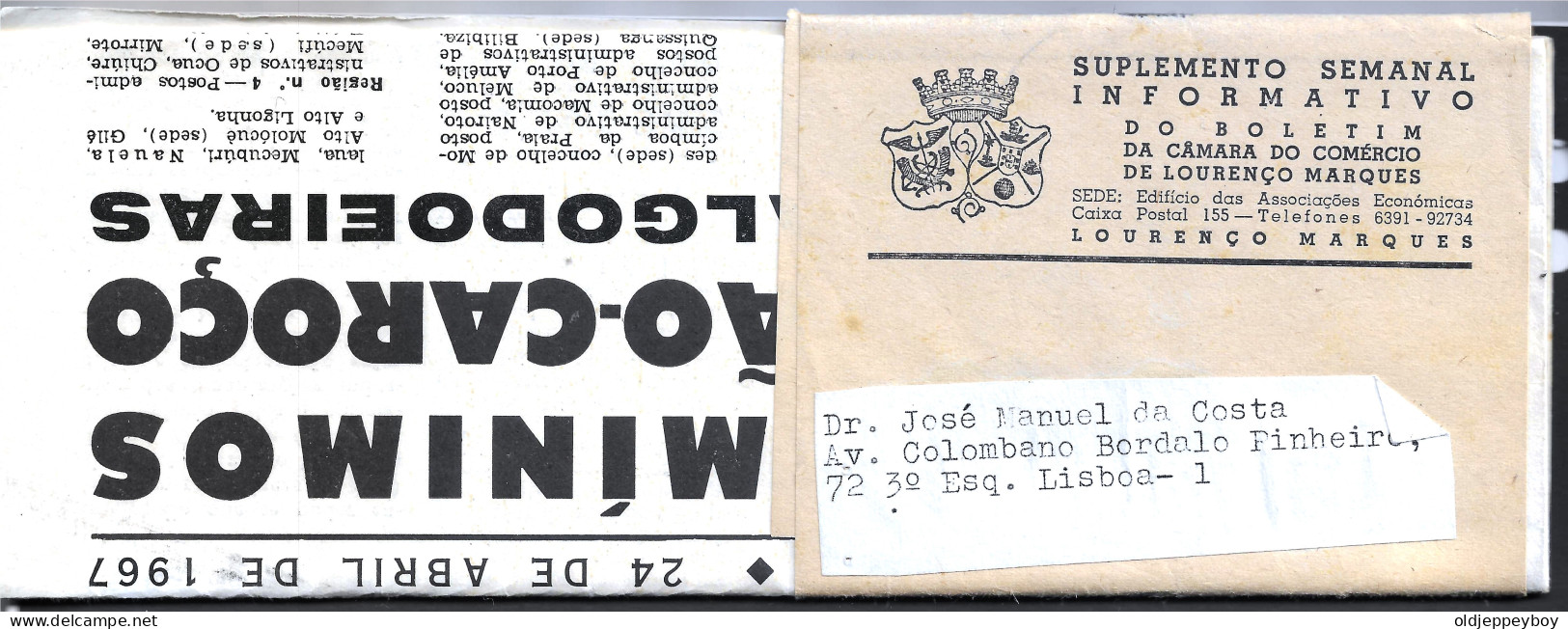 1961 PORTUGAL LOURENÇO MARQUES NEWSPAPER Boletim Da Câmara Do Comércio De Lourenço Marques, Com Selo De $05, MF431. - Lettres & Documents