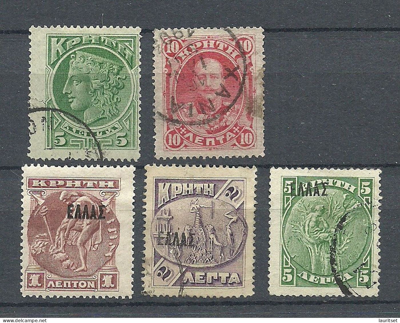 KRETA Crete 1900 & 1908 Michel 2 - 3 & 30 - 32, O/* - Crète