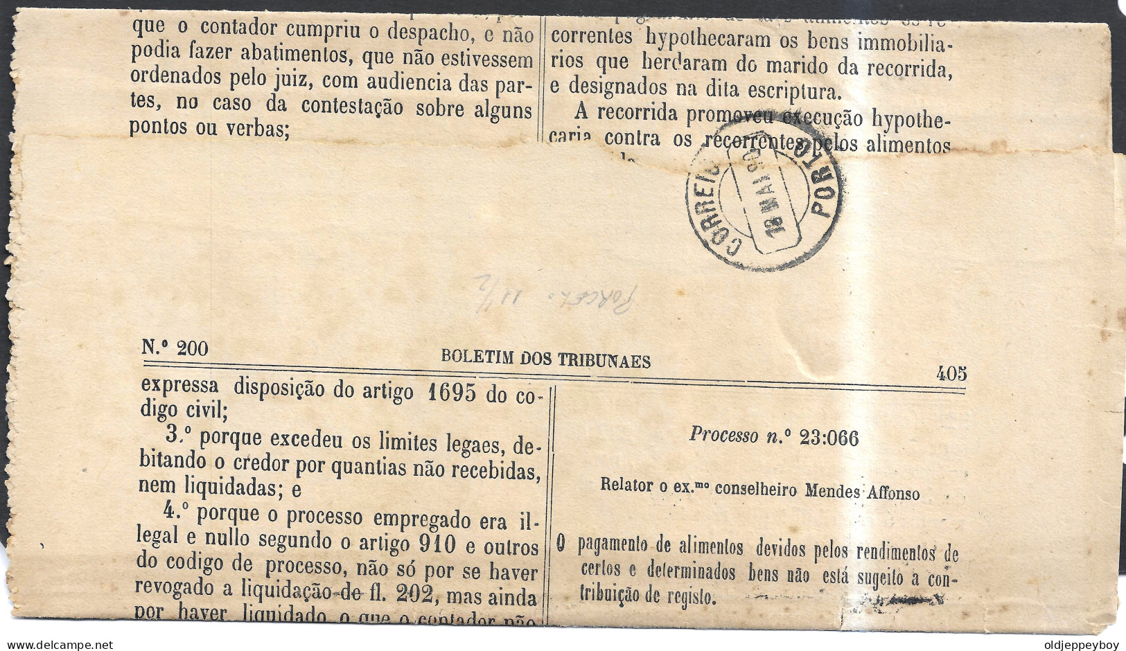 1890 Boletim Dos Tribunais Remetido De Lisboa Para O Porto (18.05.90), Com Selo De 2 ½ Reis, MF48 - Sonstige & Ohne Zuordnung