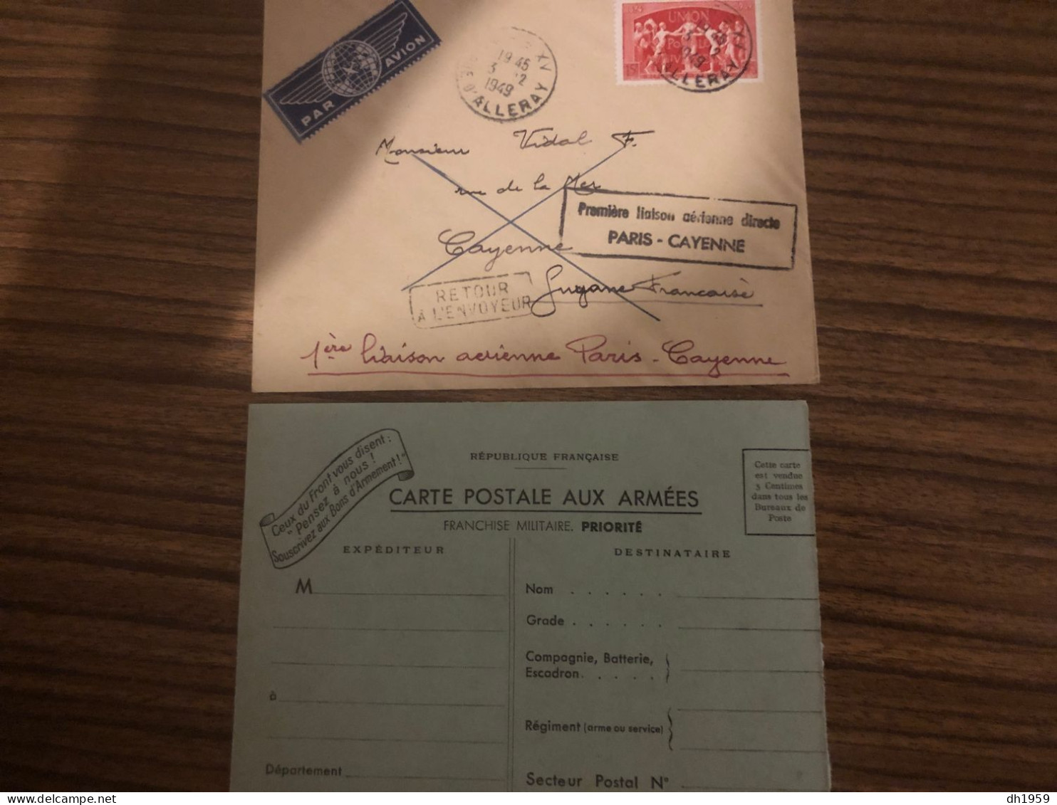 1949 PREMIERE LIAISON AERIENNE DIRECTE PARIS - CAYENNE GUYANE FRANCAISE  ERSTFLUG PREMIER VOL FIRST FLIGHT - Cartas & Documentos