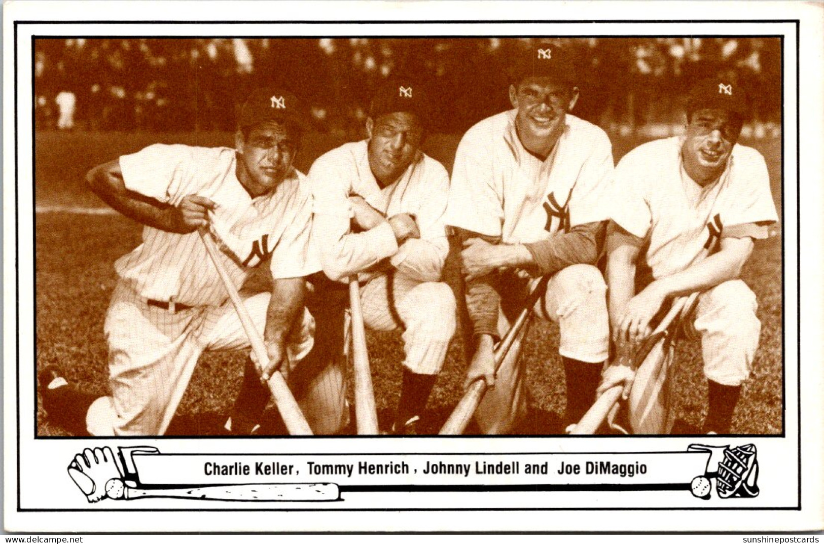 Baseball Charlie Keller Tommy Henrich Johnny Lindell & Joe DiMaggio 1948 New York Yankees - Baseball