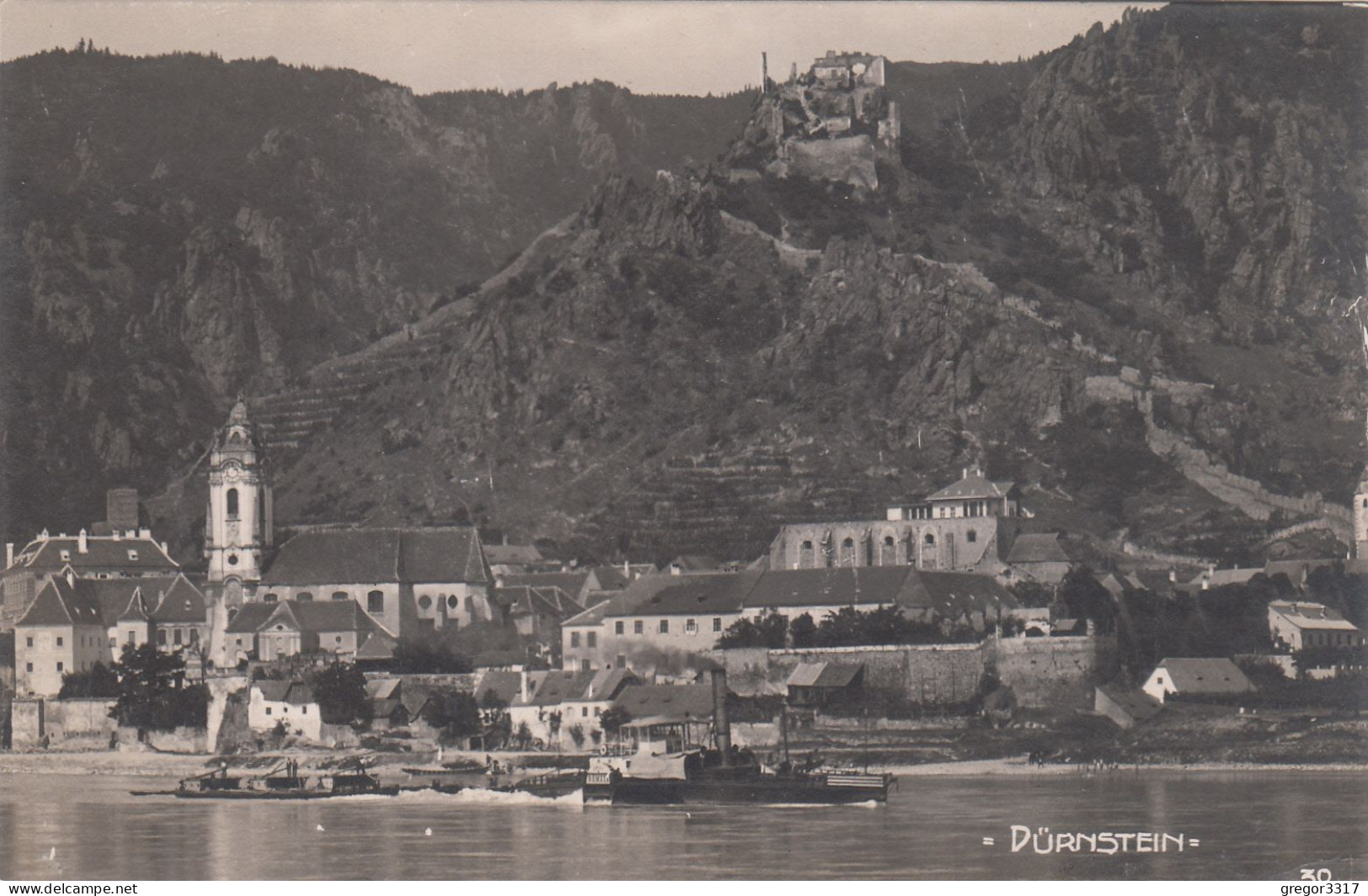 D4571) DÜRNSTEIN - Wachau - Tolle FOTO AK - Schiff Häuser Kirche U. Ruine - SEHR ALT ! - Wachau