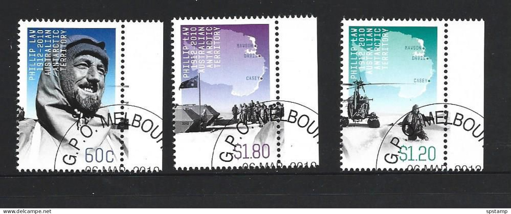 Australian Antarctic Territory 2012 Phillip Law Memorial Set 3 VFU CTO Melbourne Cds - Used Stamps