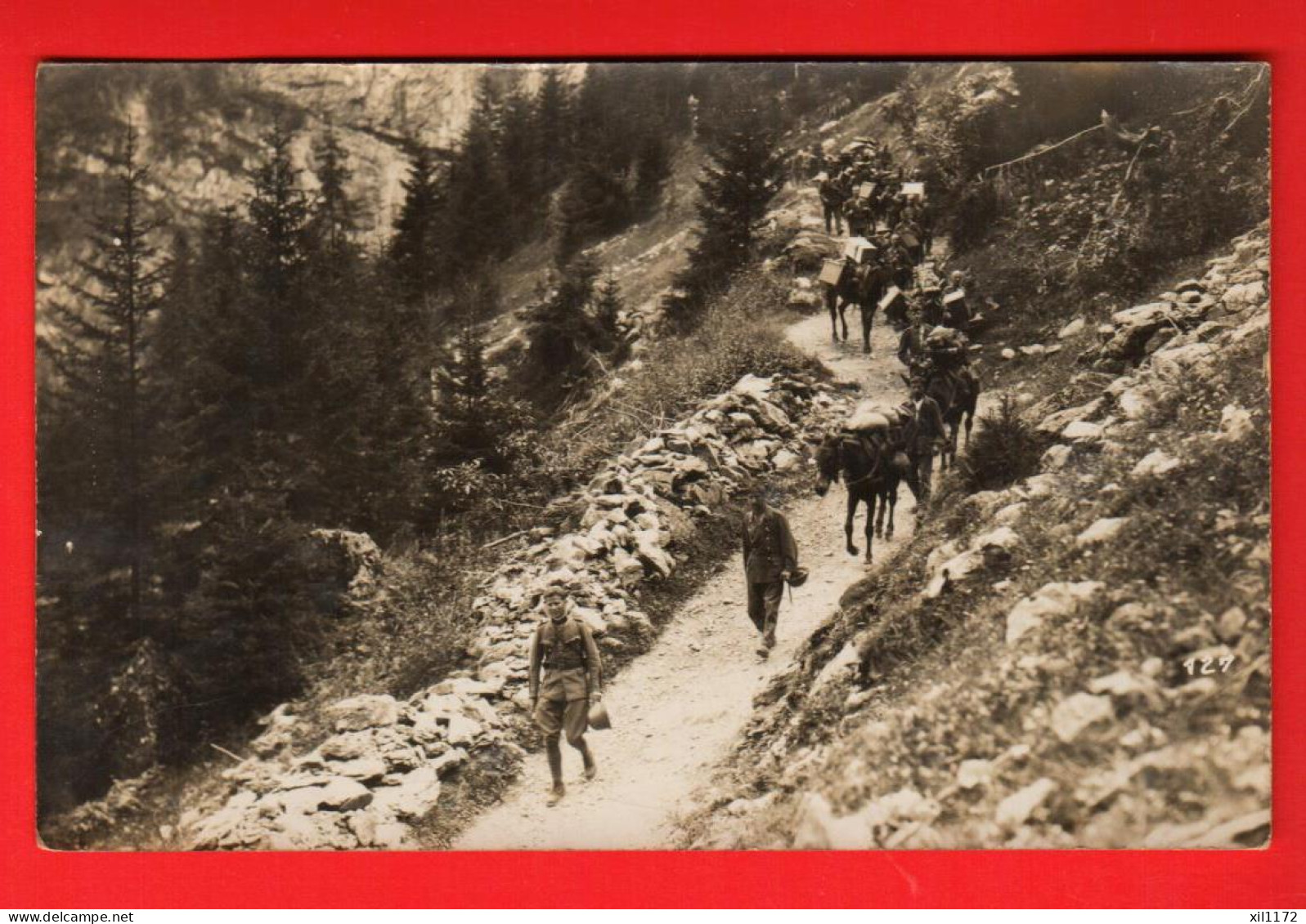 ZWV-38 Schweizer. Armee Armée Suisse, Troupe Et Mulets à La Descente Du Marchairuz. Photo Brugger Bière NC - Bière