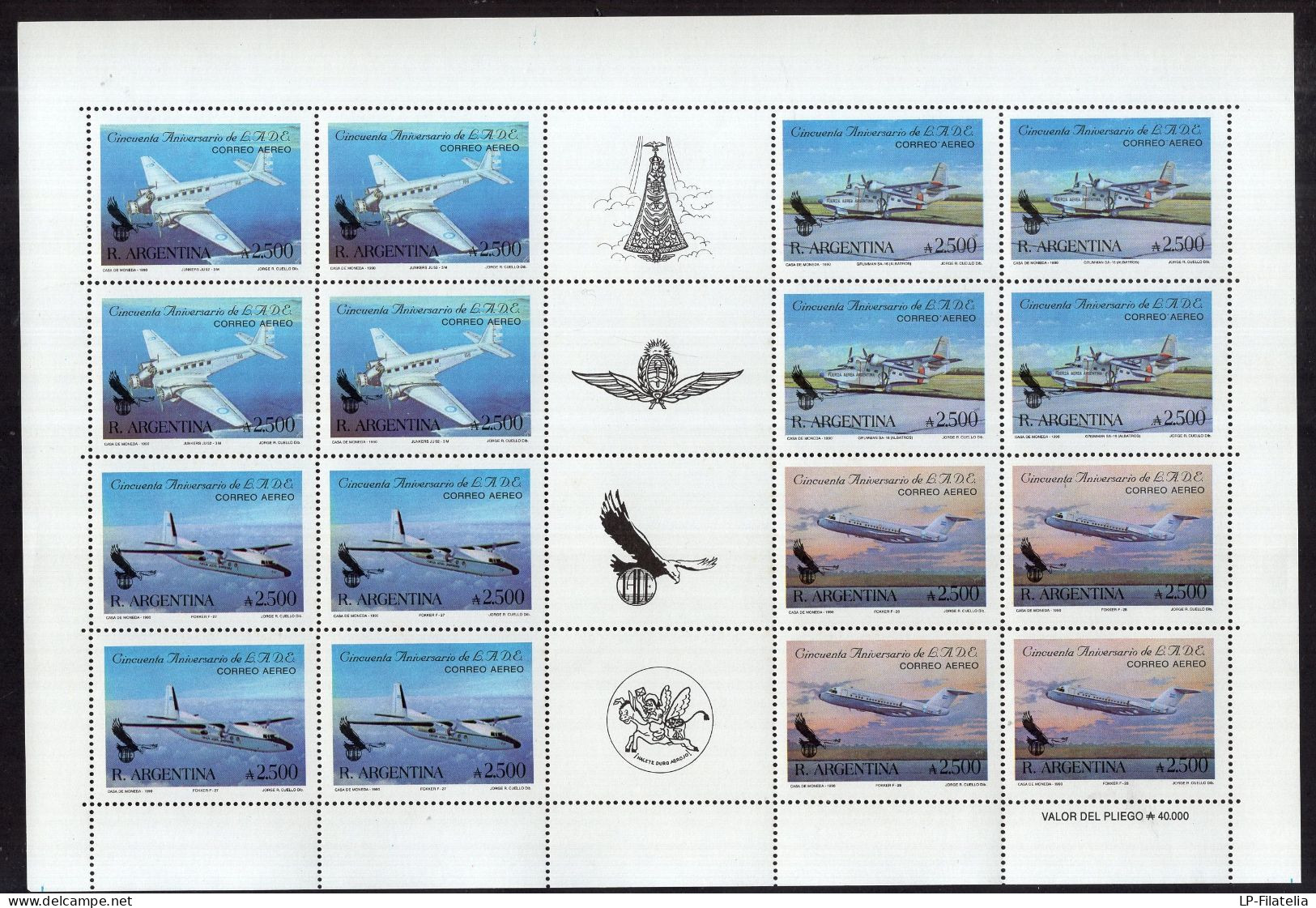 Argentina - 1990 - 50th Anniversary Of LADE - Airplanes - Nuevos
