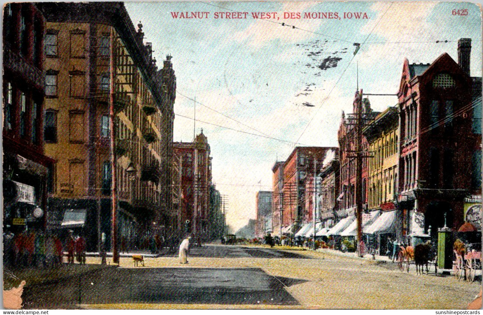 Iowa Des Moines Walnut Street West 1908 - Des Moines