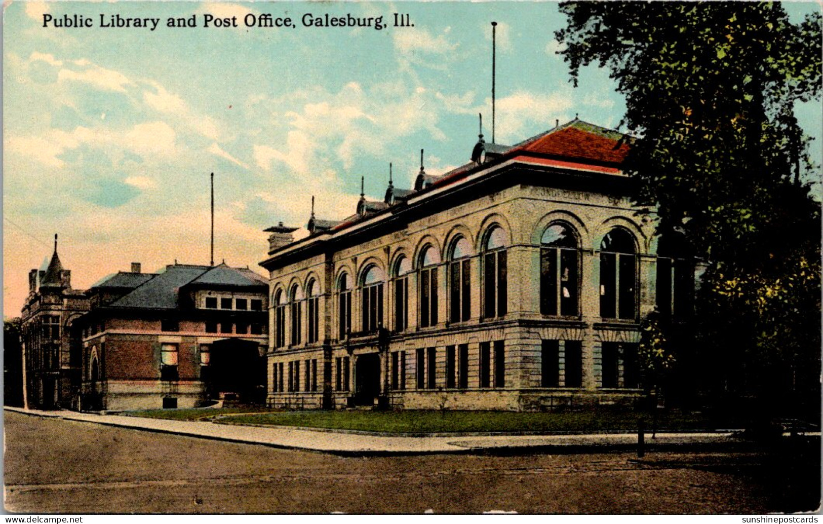 Illinois Galesburg Public Library And Post Office - Altri & Non Classificati