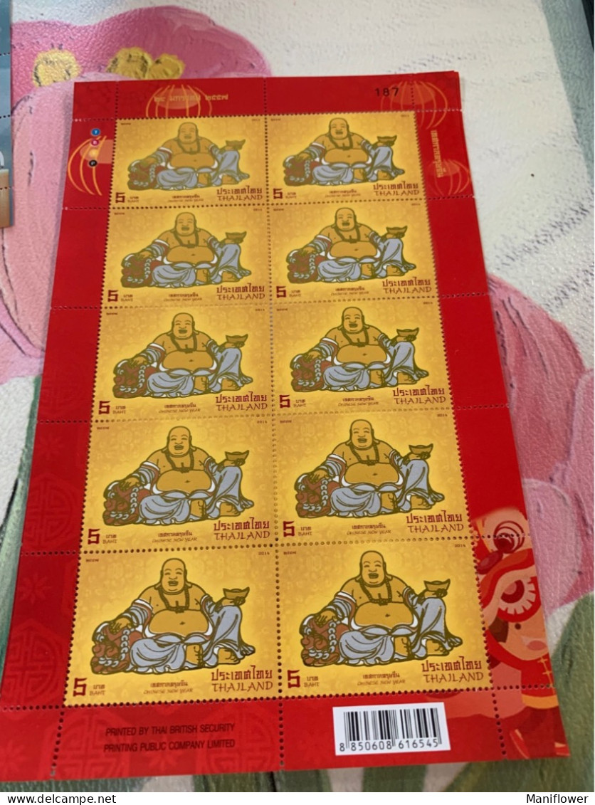 Thailand Stamp 2014 Buddha Blessing MNH Chinese New Year Sheet - Budismo