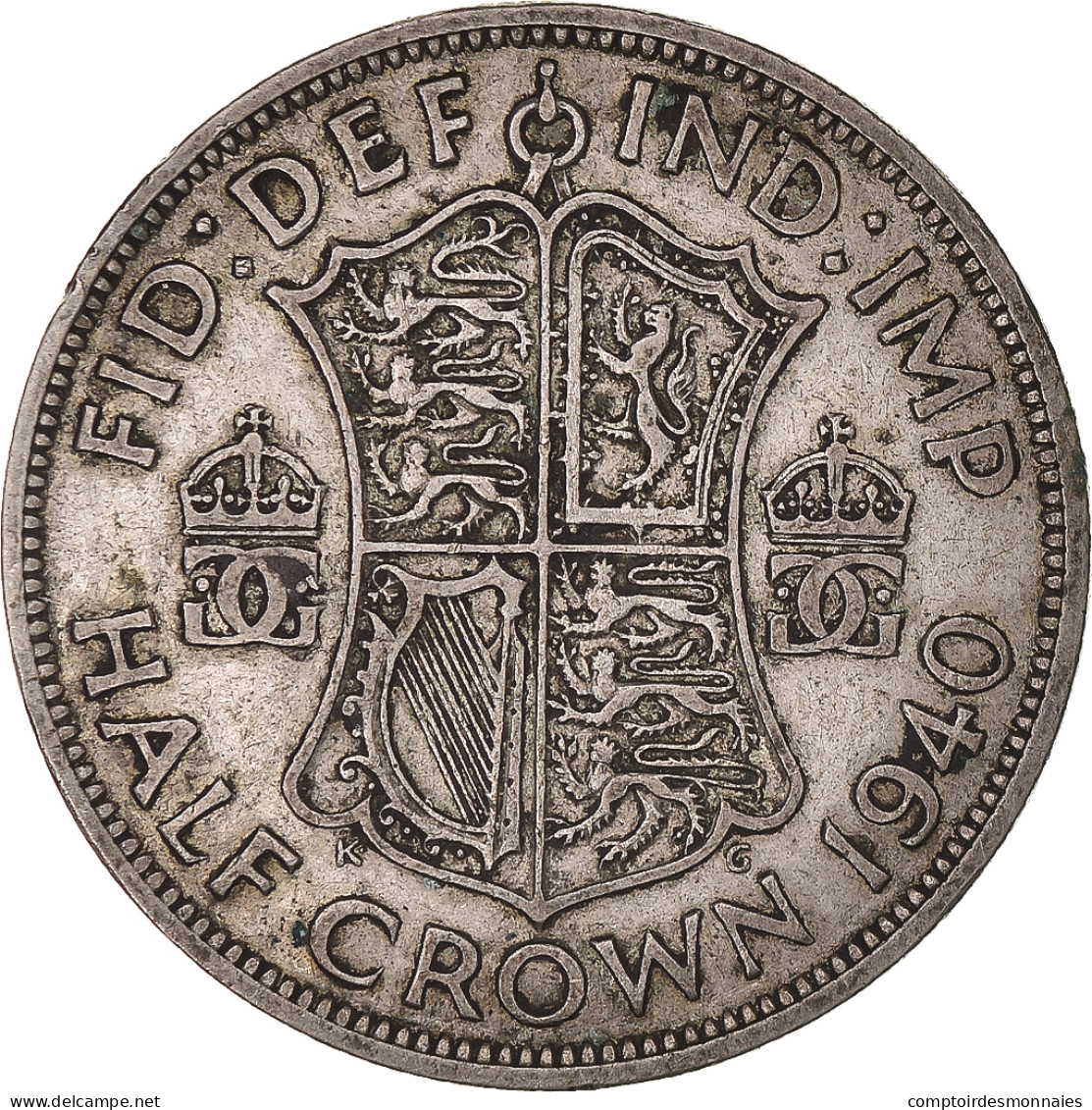 Monnaie, Grande-Bretagne, George VI, 1/2 Crown, 1940, TTB, Argent, KM:856 - K. 1/2 Crown