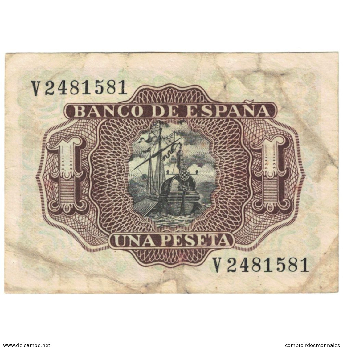 Billet, Espagne, 1 Peseta, 1953-07-22, KM:144a, B - 1-2 Pesetas