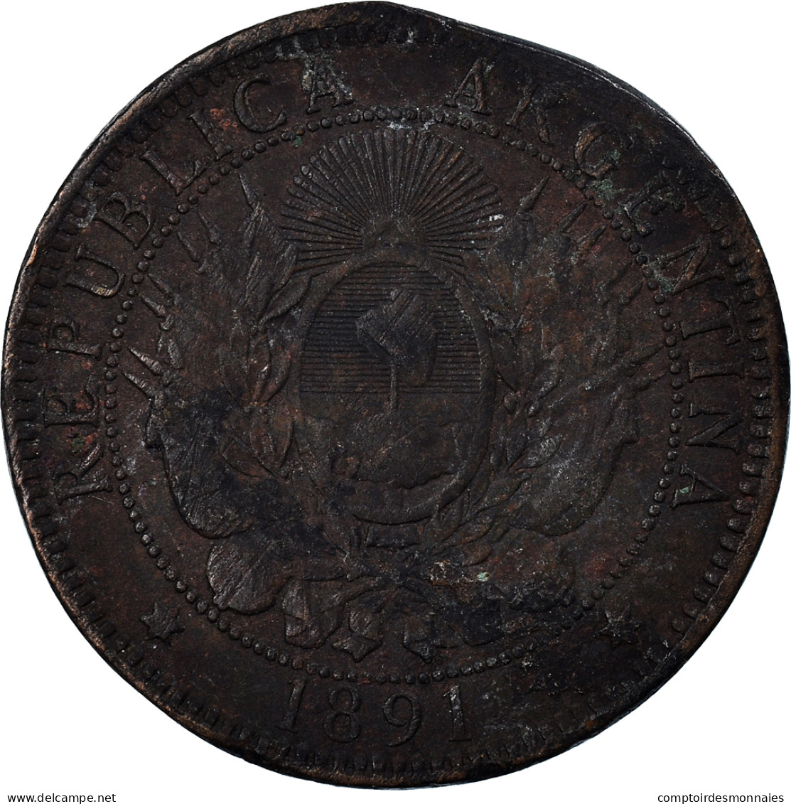 Monnaie, Argentine, 2 Centavos, 1891 - Argentine