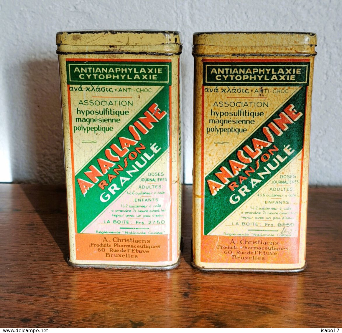 "Anaclasine" 2 Alte Blechdosen Von 1920 - Cans