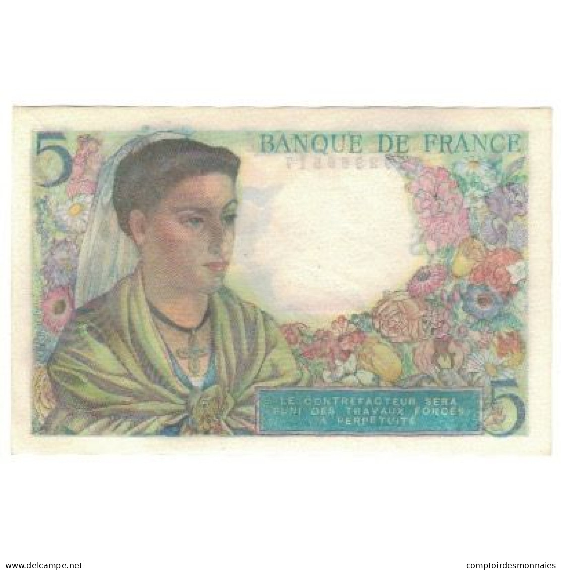 France, 5 Francs, Berger, 1943, 1943-07-22, SPL, Fayette:5.2, KM:98a - 5 F 1943-1947 ''Berger''