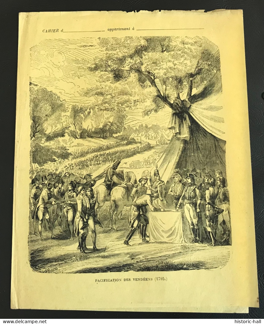 Protege Cahier XIXe - Pacification Des Vendéens (1795) & Récits Historiques Au Dos - Protège-cahiers