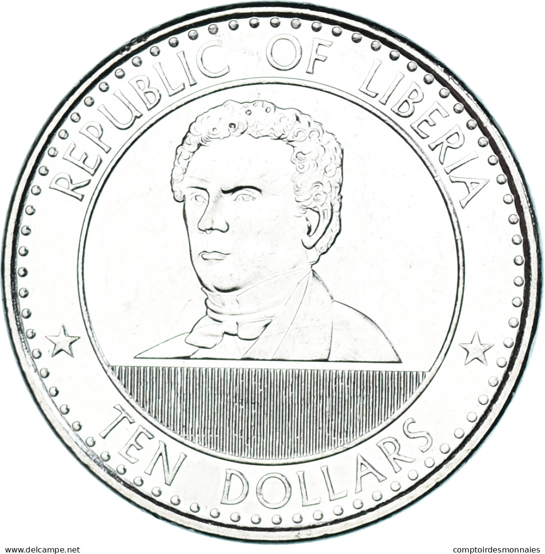 Monnaie, Libéria, 10 Dollars, 2022, Joseph Jenkins Roberts, SPL, Nickel Plaqué - Liberia