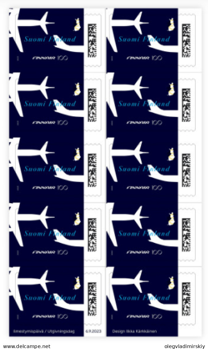 Finland Finnland Finlande 2023 FINNAIR 100 Ann Booklet Of 10 Stamps Mint - Blocchi E Foglietti