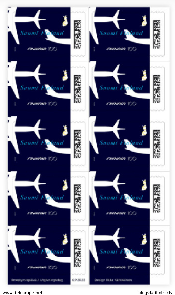 Finland Finnland Finlande 2023 FINNAIR 100 Ann Booklet Of 10 Stamps Mint - Blokken & Velletjes