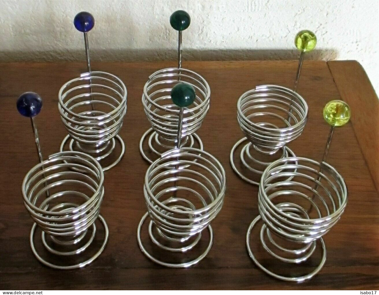 Lot Von 6 Eierbecher Spiralförmig Modern Art Neuwertig - Eierhouders 