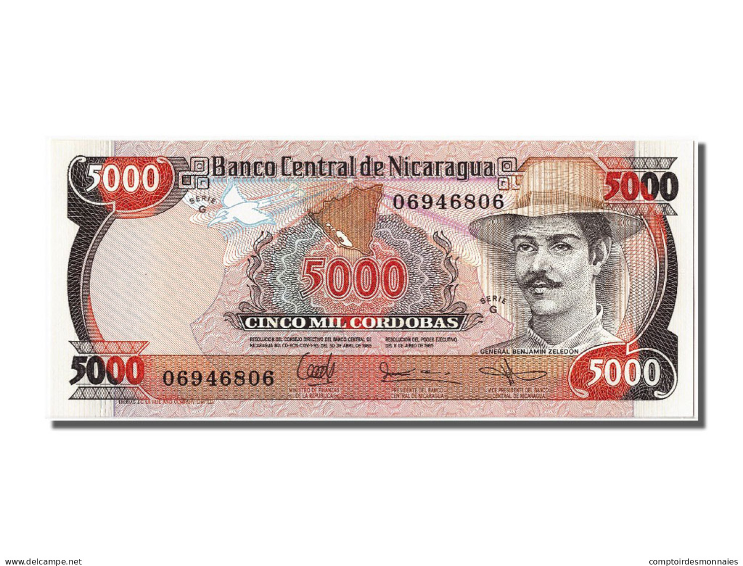 Billet, Nicaragua, 5000 Cordobas, 1985, 1985-06-11, NEUF - Nicaragua