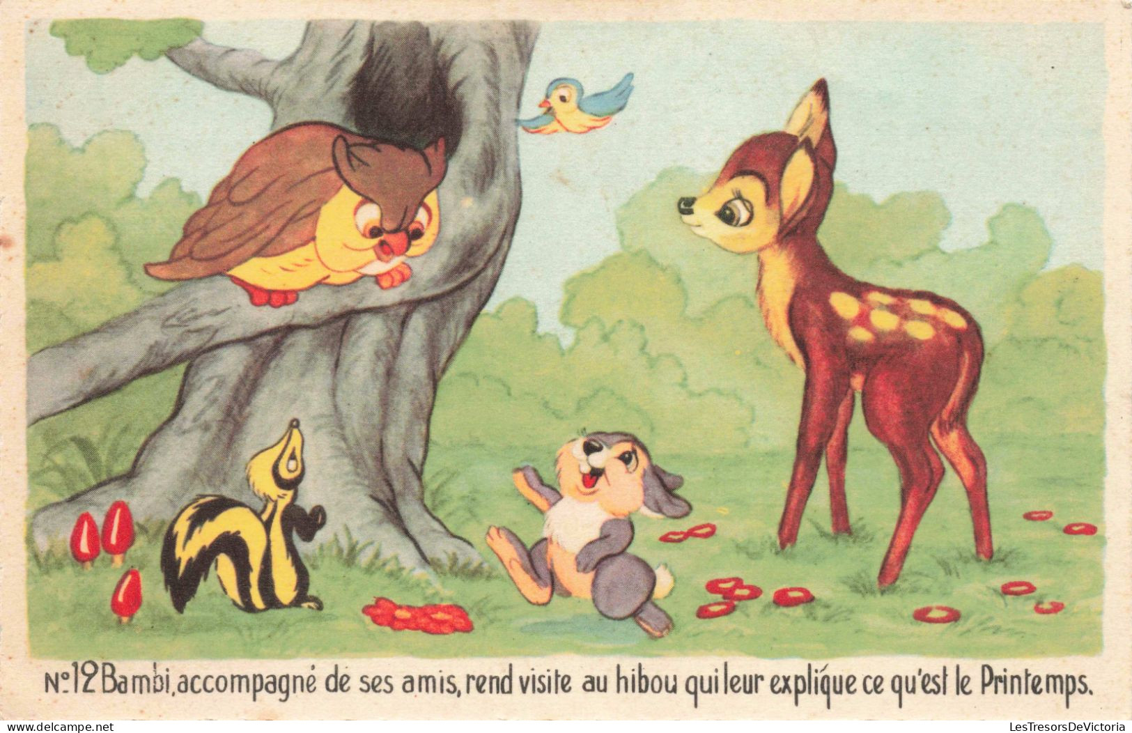 ARTS - Peintures Et Tableaux - Bambi Accompagné De Ses Amis Rend Visite Au Hibou ... - Carte Postale Ancienne - Pittura & Quadri