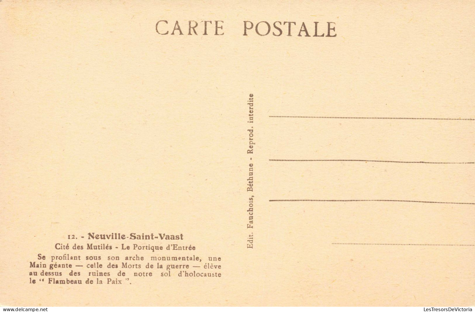 FRANCE - Neuville-Saint-Vaast - Cité Des Mutilés - La Portique D'Emeraude - Carte Postale  Ancienne - Arras