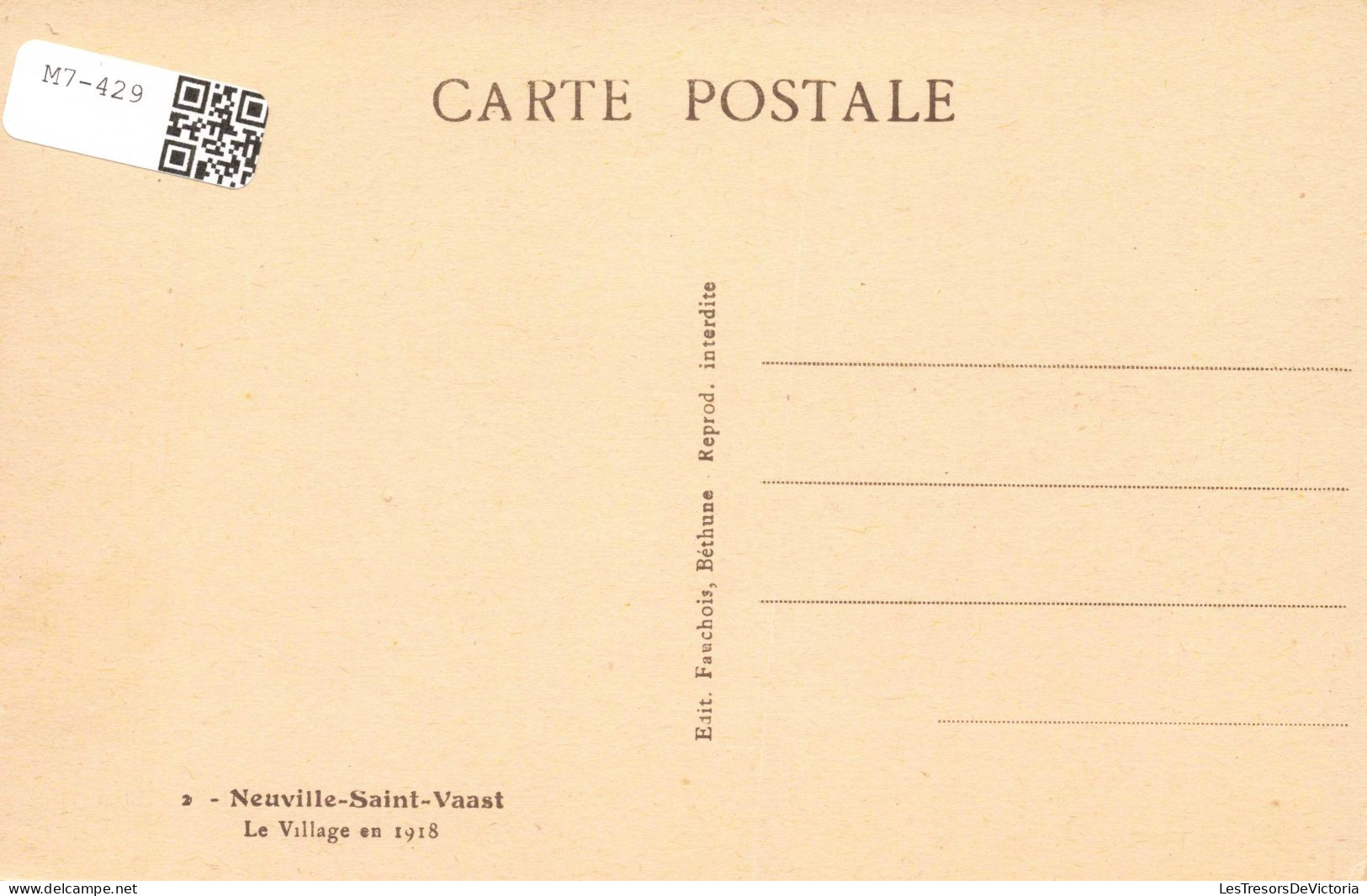 FRANCE - Neuville Saint Vaast - Le Village En 1918 - Carte Postale  Ancienne - Arras