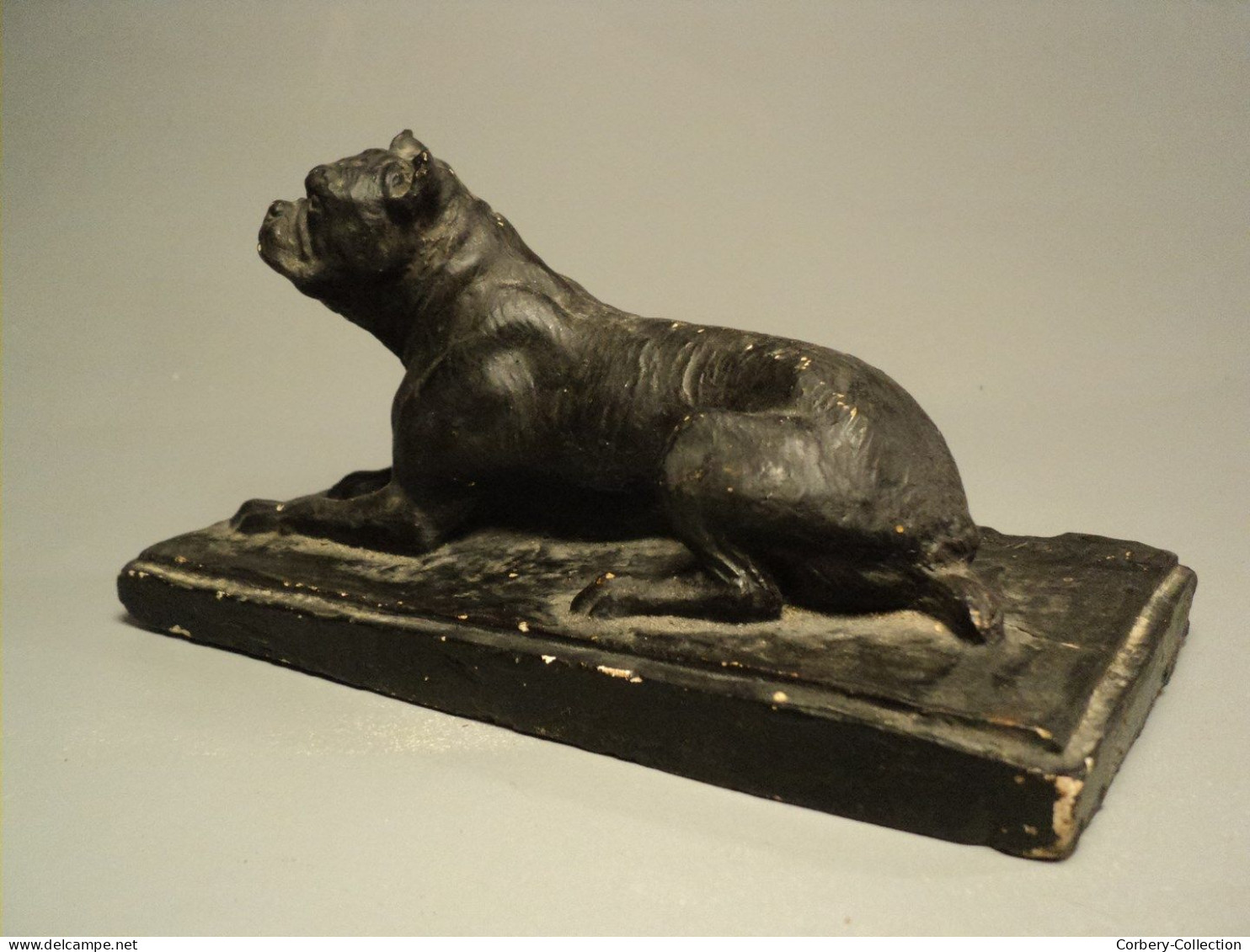 Ancienne Sculpture Chien Boxer Bouledogue Début XXème Sculpteur Animalier Charles Chivot (1866-1941)