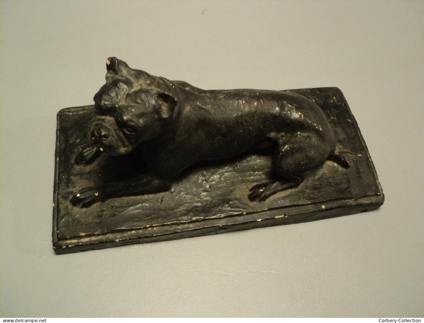 Ancienne Sculpture Chien Boxer Bouledogue Début XXème Sculpteur Animalier Charles Chivot (1866-1941)