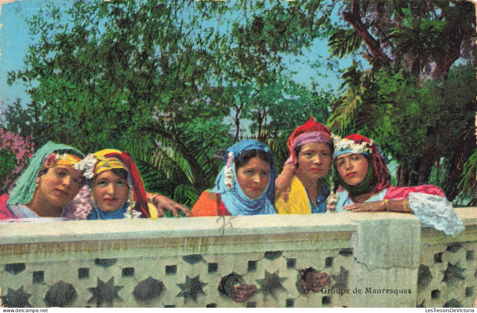 PHOTOGRAPHIE - Groupe De Mauresques - Colorisé - Carte Postale Ancienne - Langres