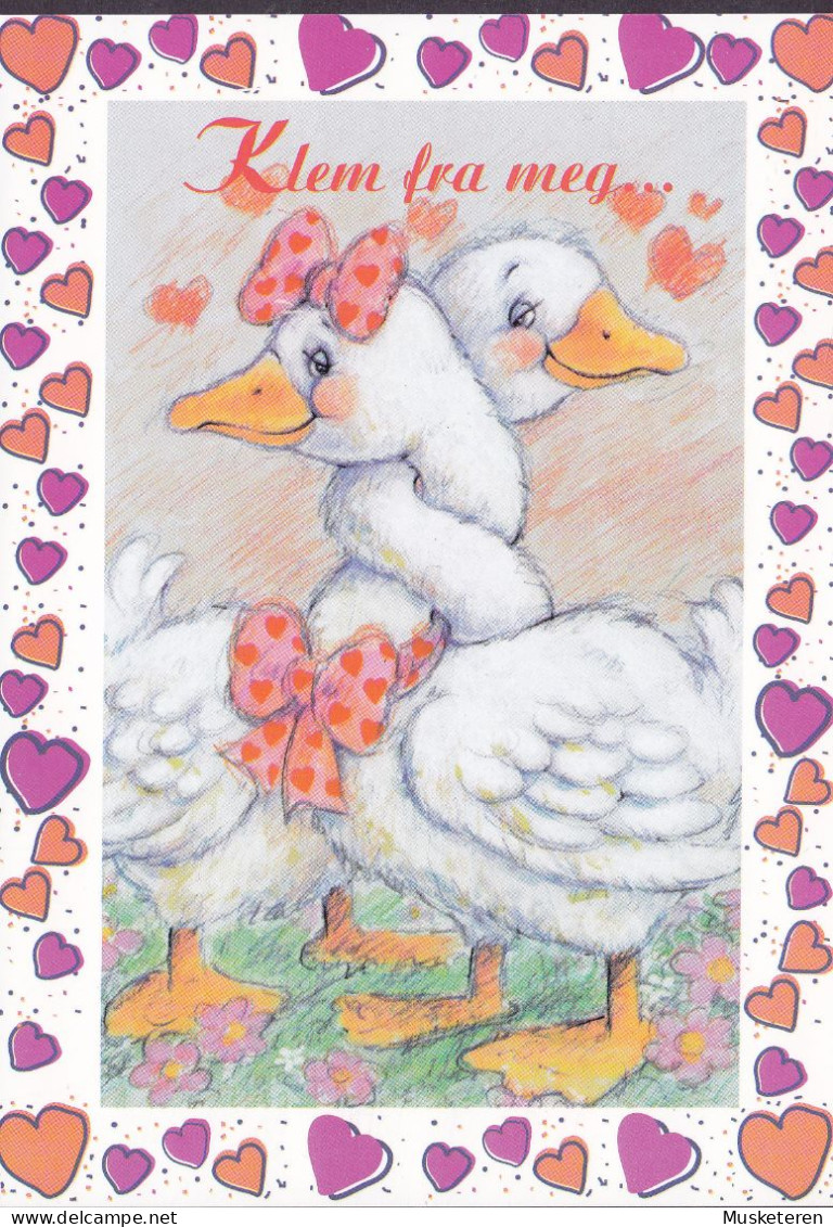 Norway PPC Klem Fra Meg... Geese & Hearts Coer Herzen. Aune / Hallmark BEGNA 1998 TRONDHEIM (2 Scans) - Covers & Documents